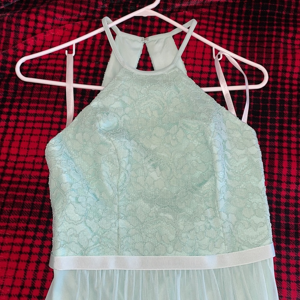 David’s Bridal Mint Green Bridesmaid Dress.